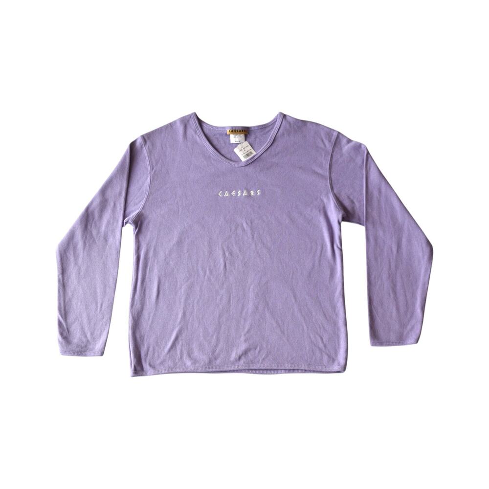 Embroidered Caesars Hotel Vintage Las Vegas Shirt, Pastel Lilac Cotton, Size M